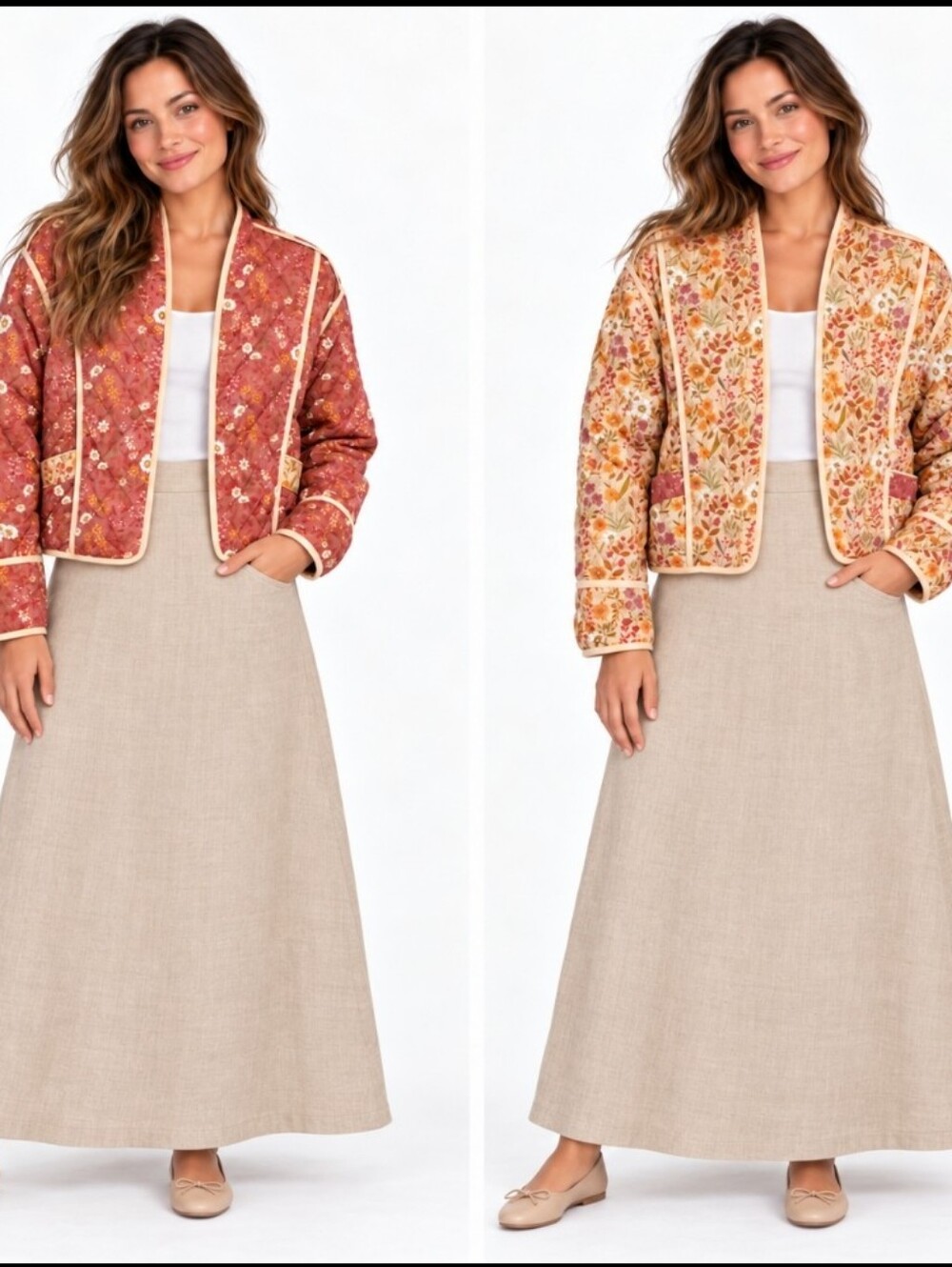 Simply Southern Reversible Quilted Floral Jacket Cottagecore Boho Size L